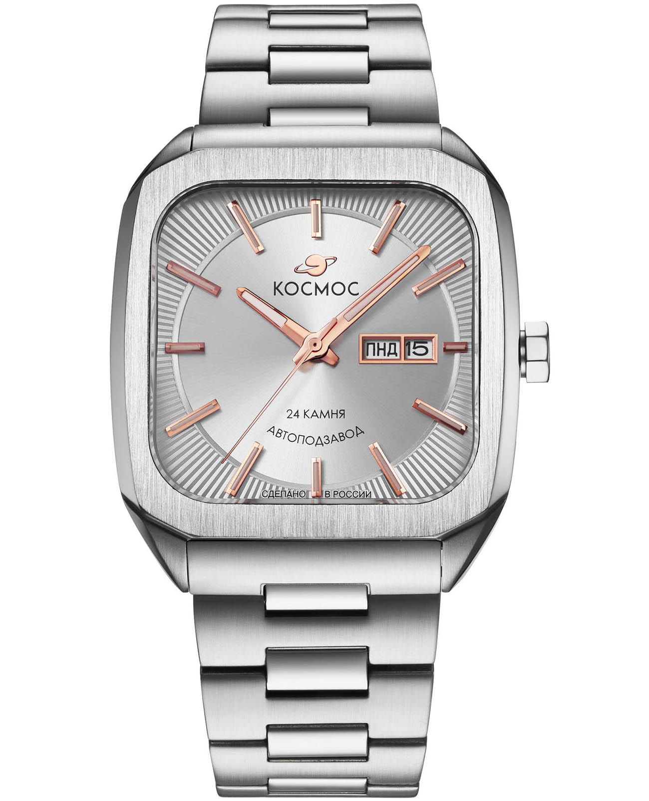 Космос Космос Марсоход K 213.10.33  K 213.10.33 механические мужские часы  циферблат, браслет нержавеющая сталь 316l — вид спереди